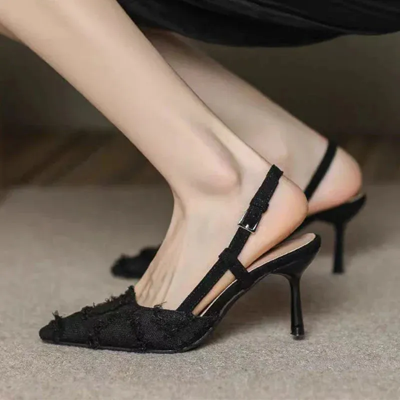 binfenxie  -  High Heels Shallow Sandals Women Sexy Pointed Toe Slingback Shoes 2024 Fashion Summer New Party Pumps Cozy Walking Female Shoes