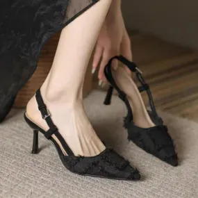 binfenxie  -  High Heels Shallow Sandals Women Sexy Pointed Toe Slingback Shoes 2024 Fashion Summer New Party Pumps Cozy Walking Female Shoes