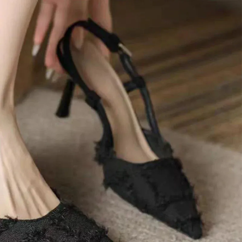 binfenxie  -  High Heels Shallow Sandals Women Sexy Pointed Toe Slingback Shoes 2024 Fashion Summer New Party Pumps Cozy Walking Female Shoes