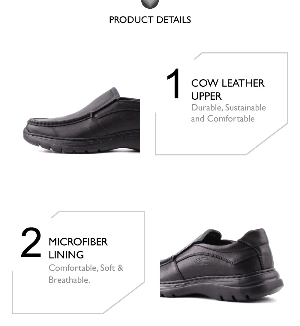 camel active Leather Elegant Slip On Formal Shoes Men Black GARDNER 802404-HX1-1