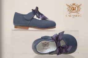 Caramelo Kids Mary Jane Patent Leather Shoes Grey