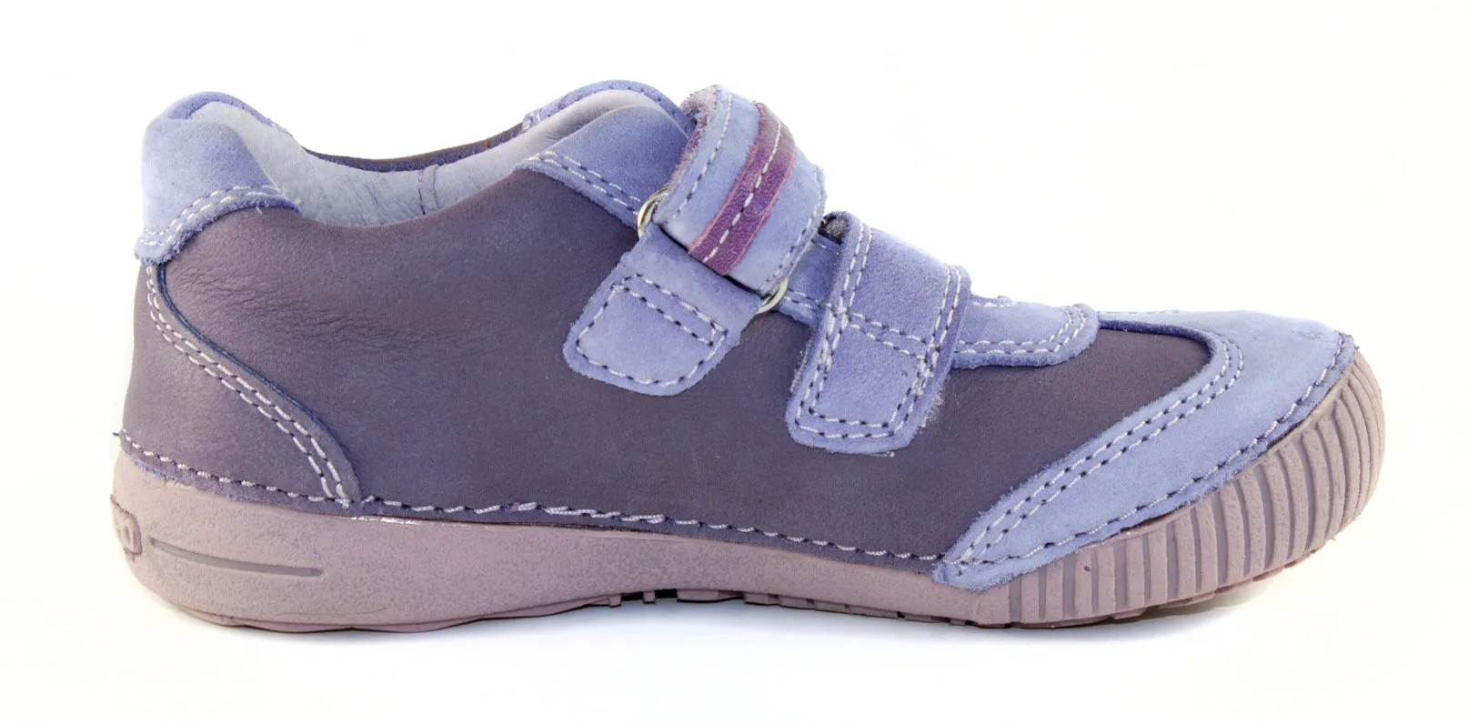 D.D. Step little kid girl double strap shoes violet with silver and purple stripes size US 8.5-12