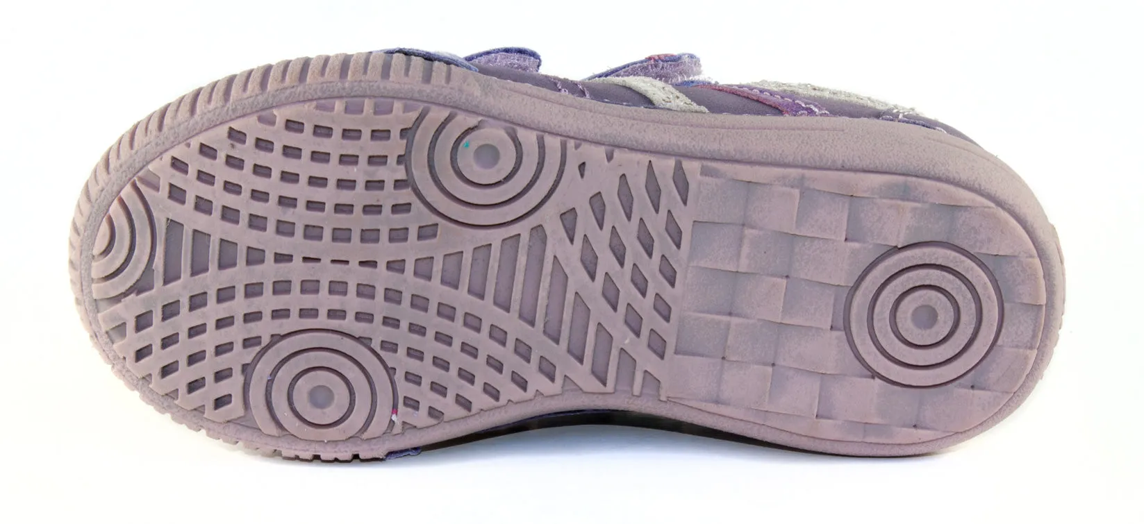 D.D. Step little kid girl double strap shoes violet with silver and purple stripes size US 8.5-12