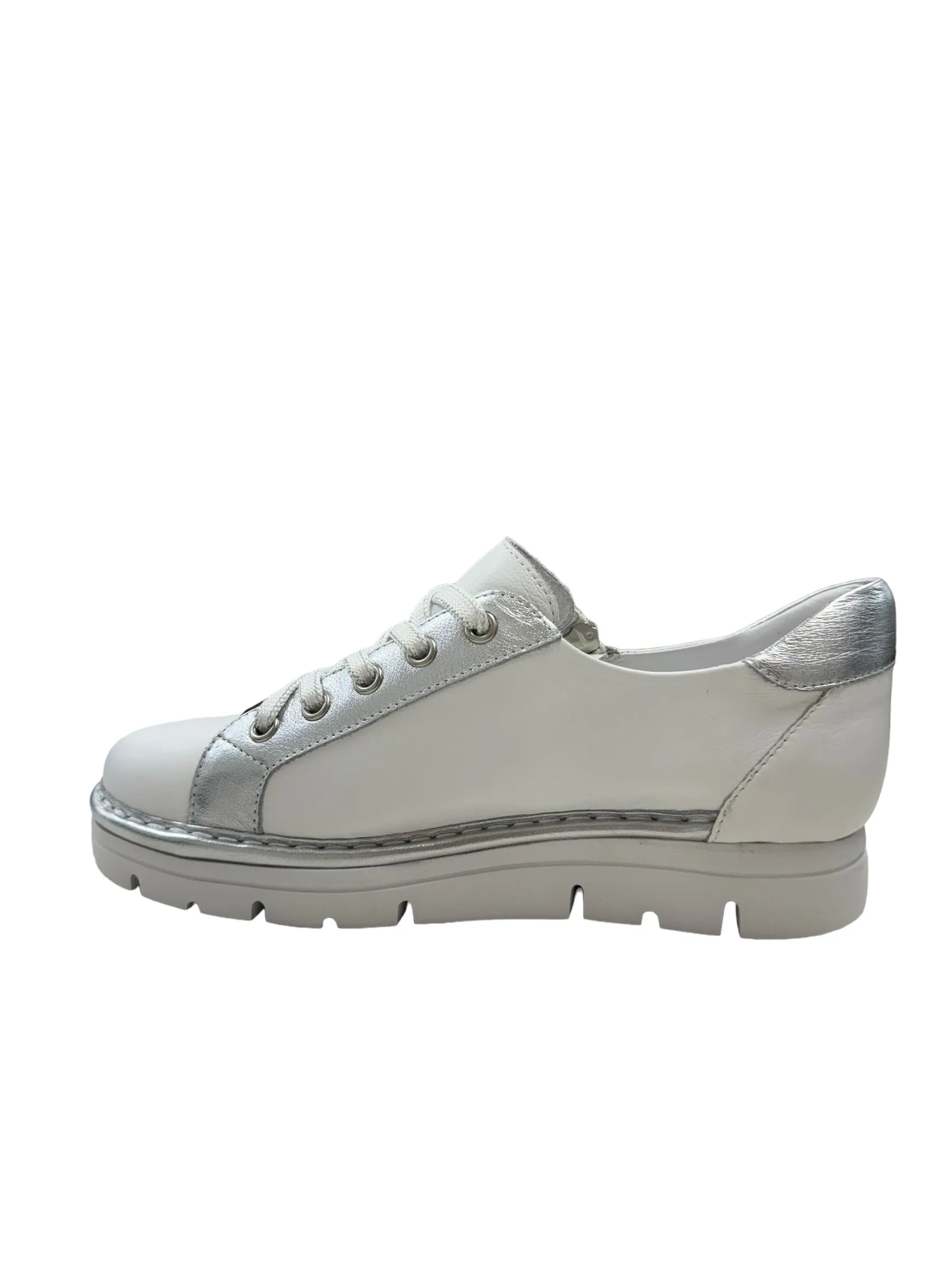 Elos White / Silver Leather Sneakers