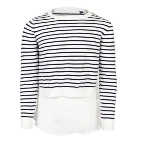 GIRLS STRIPED TOP - NAVY BLUE AND WHITE