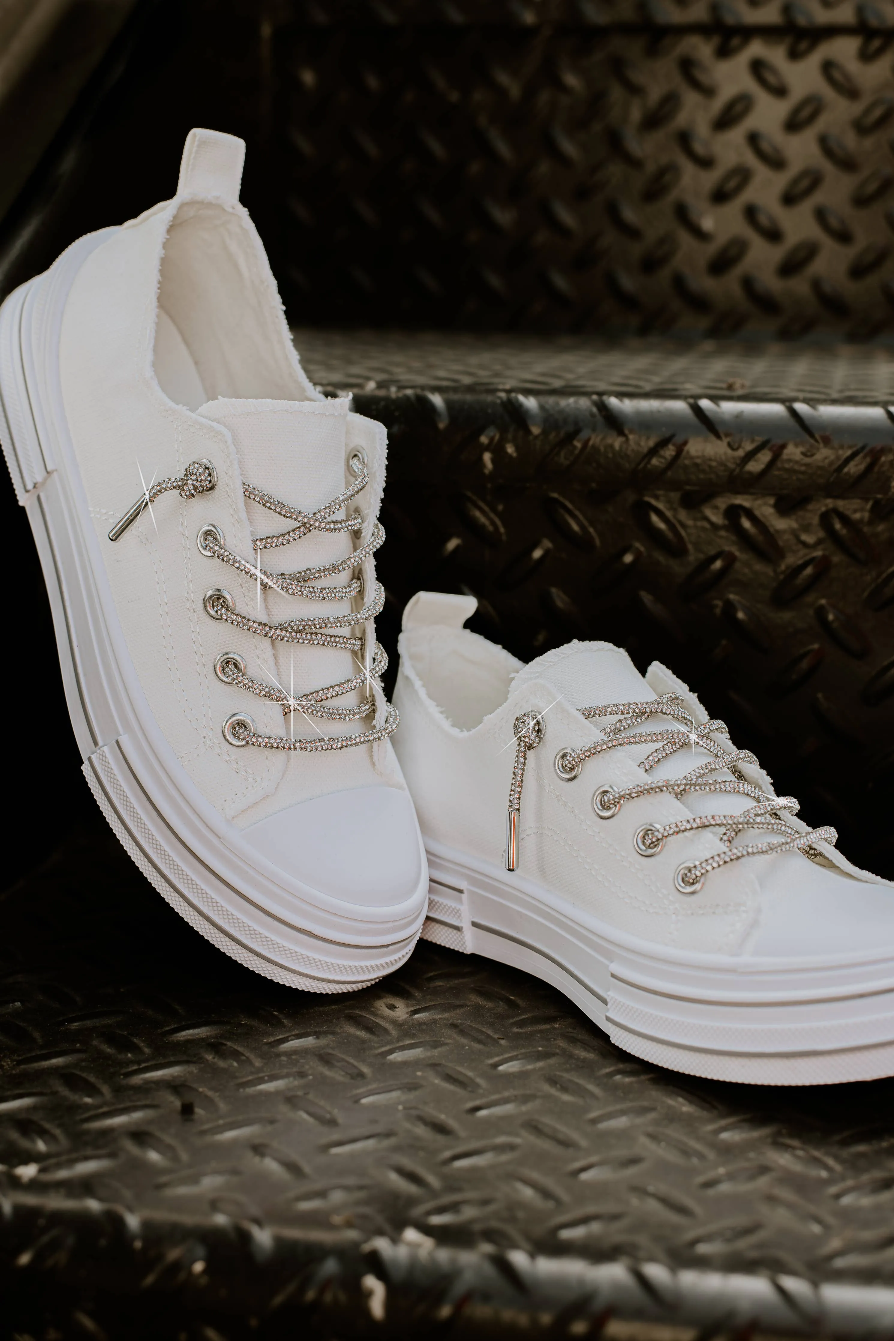 Glitter laced up slip on sneakers
