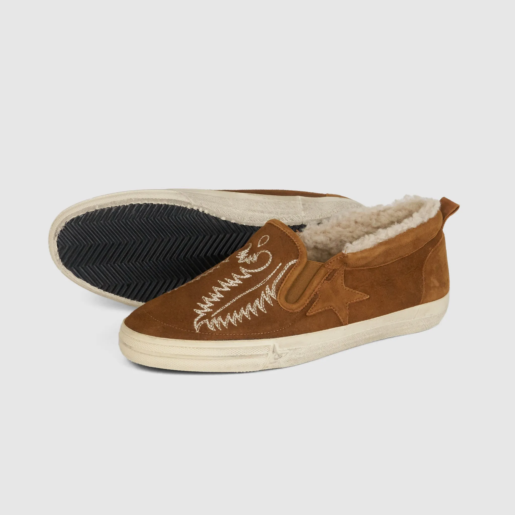Golden Goose Shearling Slip On Sneakers