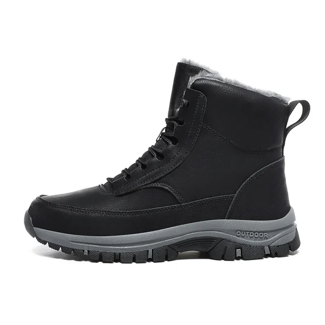 GRW Orthopedic Men Boots Waterproof Leather Warm Non-slip Hiking Winter Snow Boots