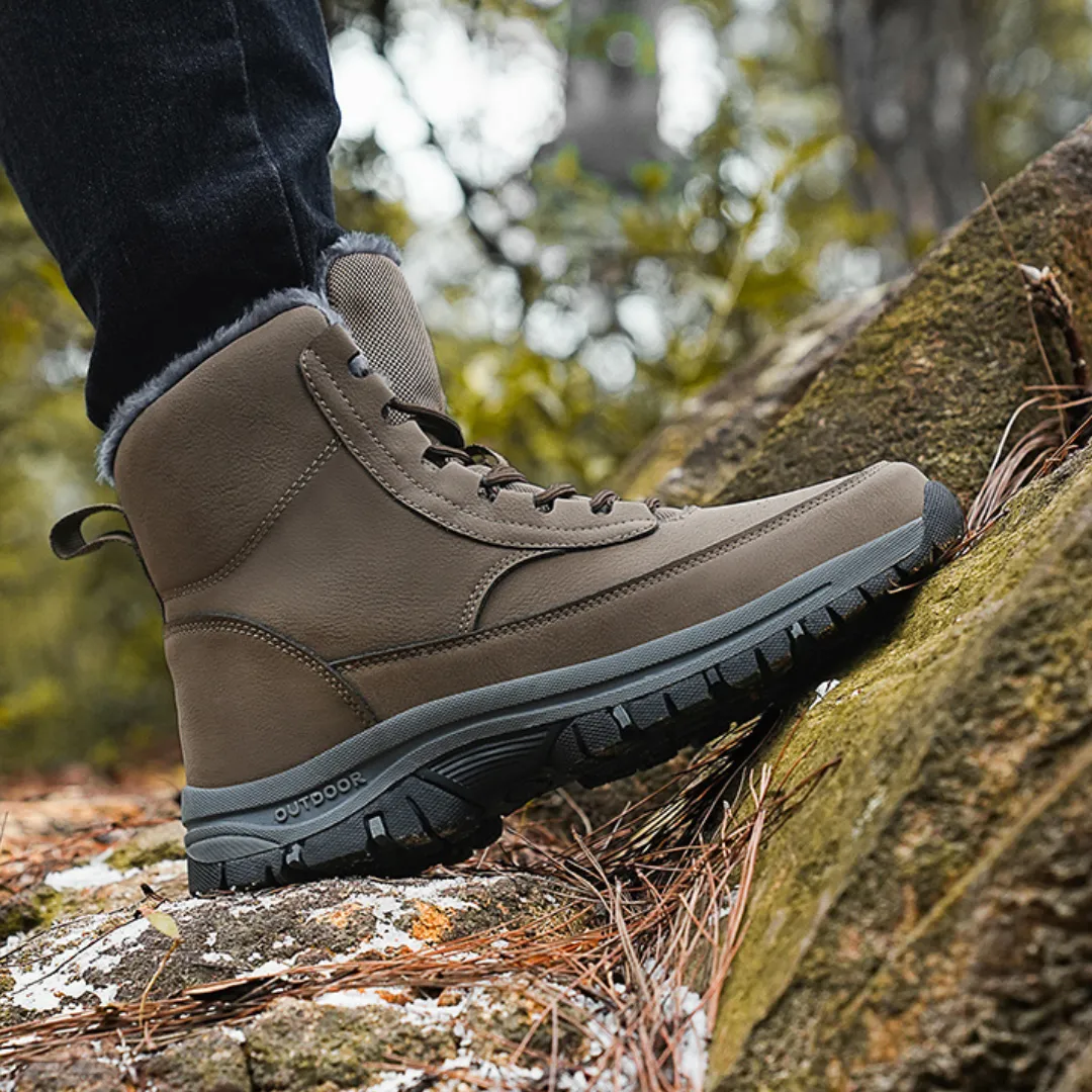 GRW Orthopedic Men Boots Waterproof Leather Warm Non-slip Hiking Winter Snow Boots