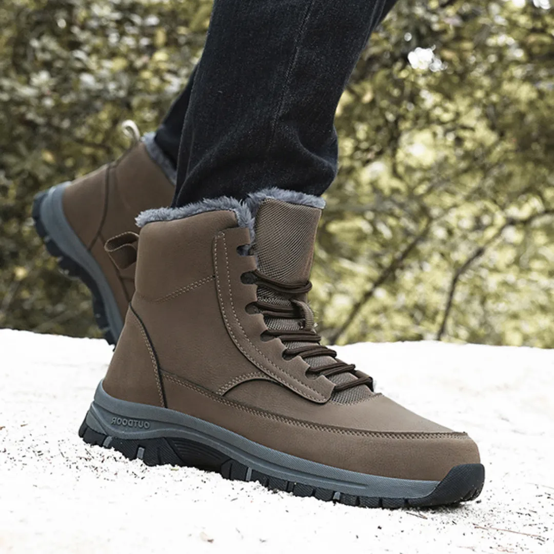 GRW Orthopedic Men Boots Waterproof Leather Warm Non-slip Hiking Winter Snow Boots