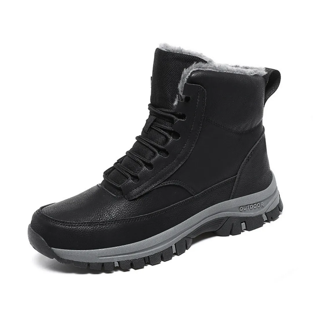 GRW Orthopedic Men Boots Waterproof Leather Warm Non-slip Hiking Winter Snow Boots