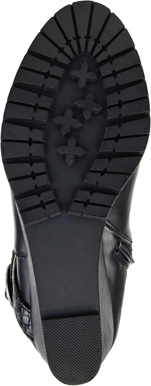 Journee Collection Women's Garin Braid Strap Wedge Extra Wide Calf Boots  Color Black Size 9XWC