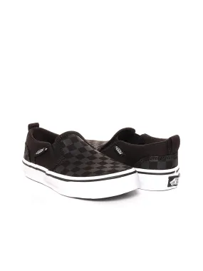 Kids Boy Plaid Slip On Shoes,Black