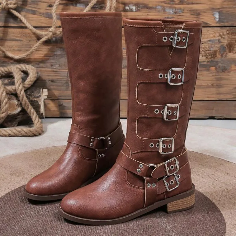 KINGSTON™ MID-CALF VINTAGE BUCKLE ORTHO ANKLE BOOTS