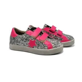 LMDI Pink Silver Glitter Velcro Sneaker 074