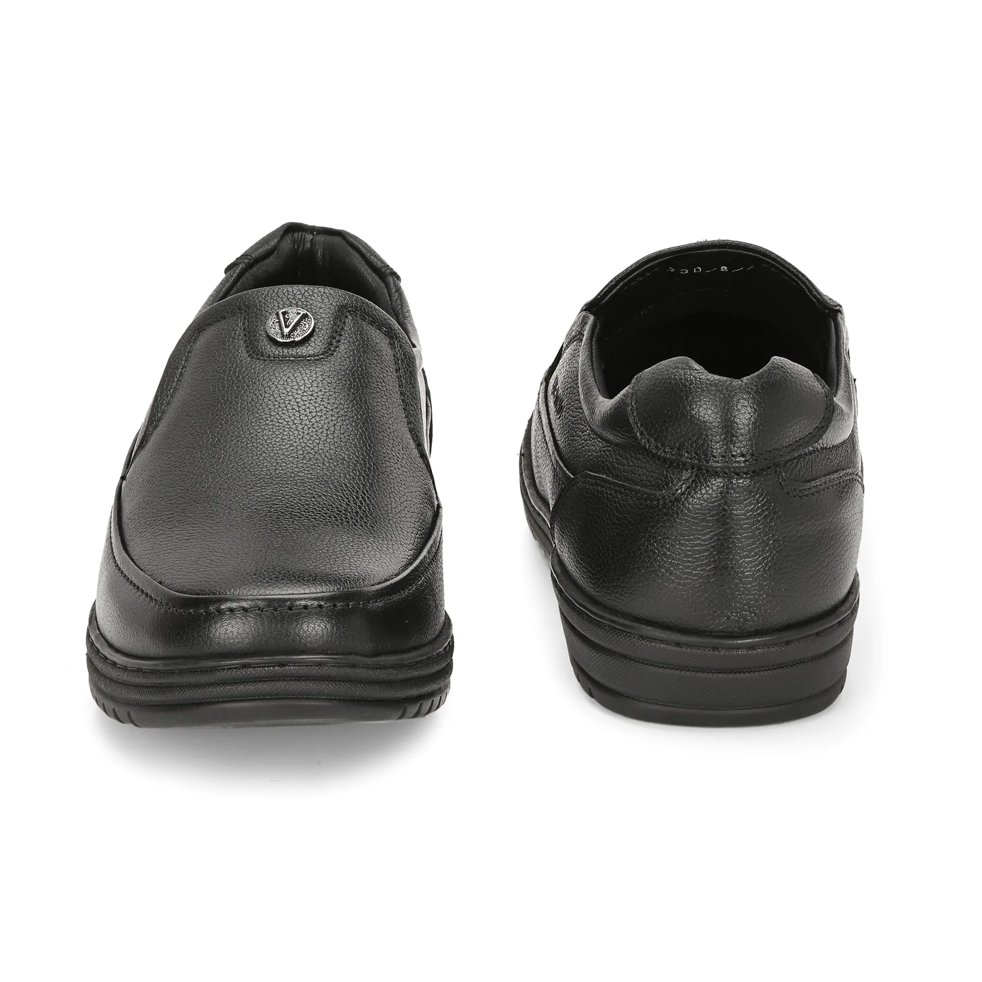 Men Premium Leather Black Slip-On Formal Shoes | Available in sizes 5 UK to 12 UK (Fit-02-Black)