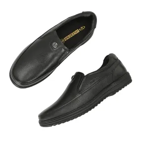 Men Premium Leather Black Slip-On Formal Shoes | Available in sizes 5 UK to 12 UK (Fit-02-Black)
