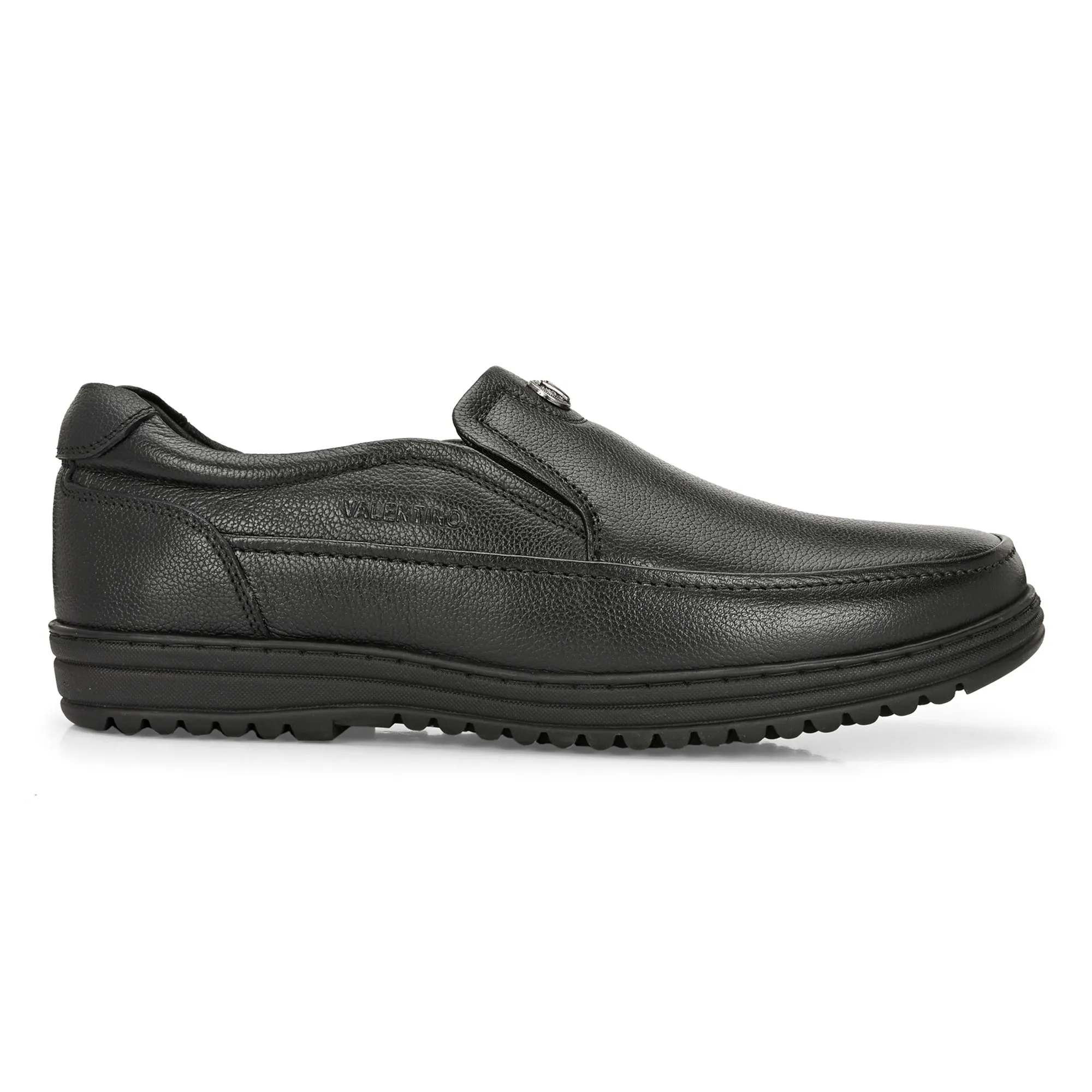 Men Premium Leather Black Slip-On Formal Shoes | Available in sizes 5 UK to 12 UK (Fit-02-Black)