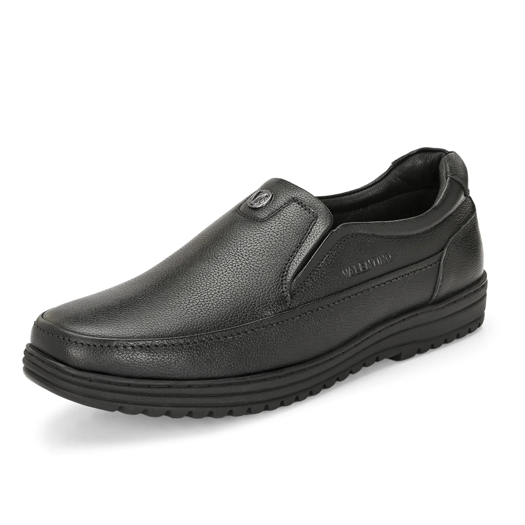 Men Premium Leather Black Slip-On Formal Shoes | Available in sizes 5 UK to 12 UK (Fit-02-Black)
