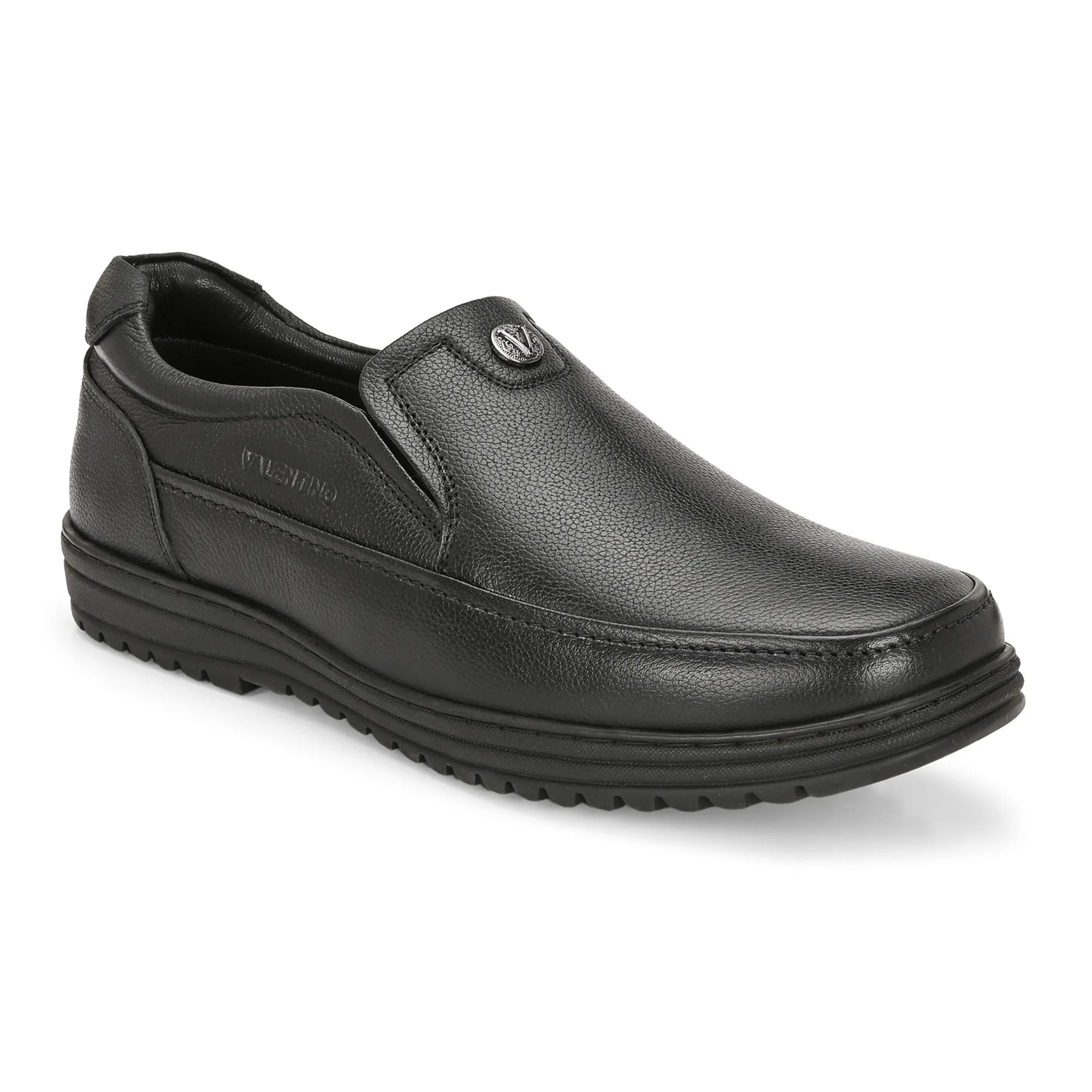 Men Premium Leather Black Slip-On Formal Shoes | Available in sizes 5 UK to 12 UK (Fit-02-Black)