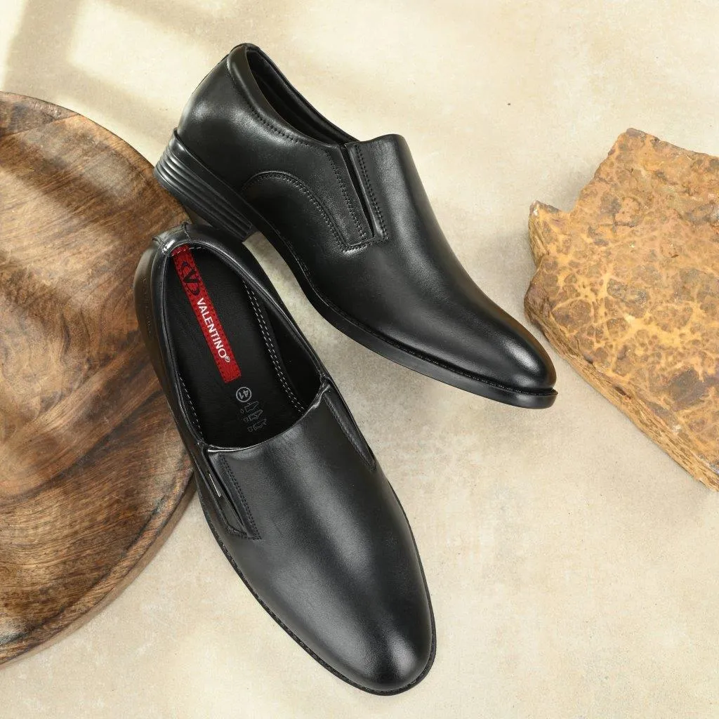 Men Premium Leather Black Slip-On Formal Shoes (Insta-45A)