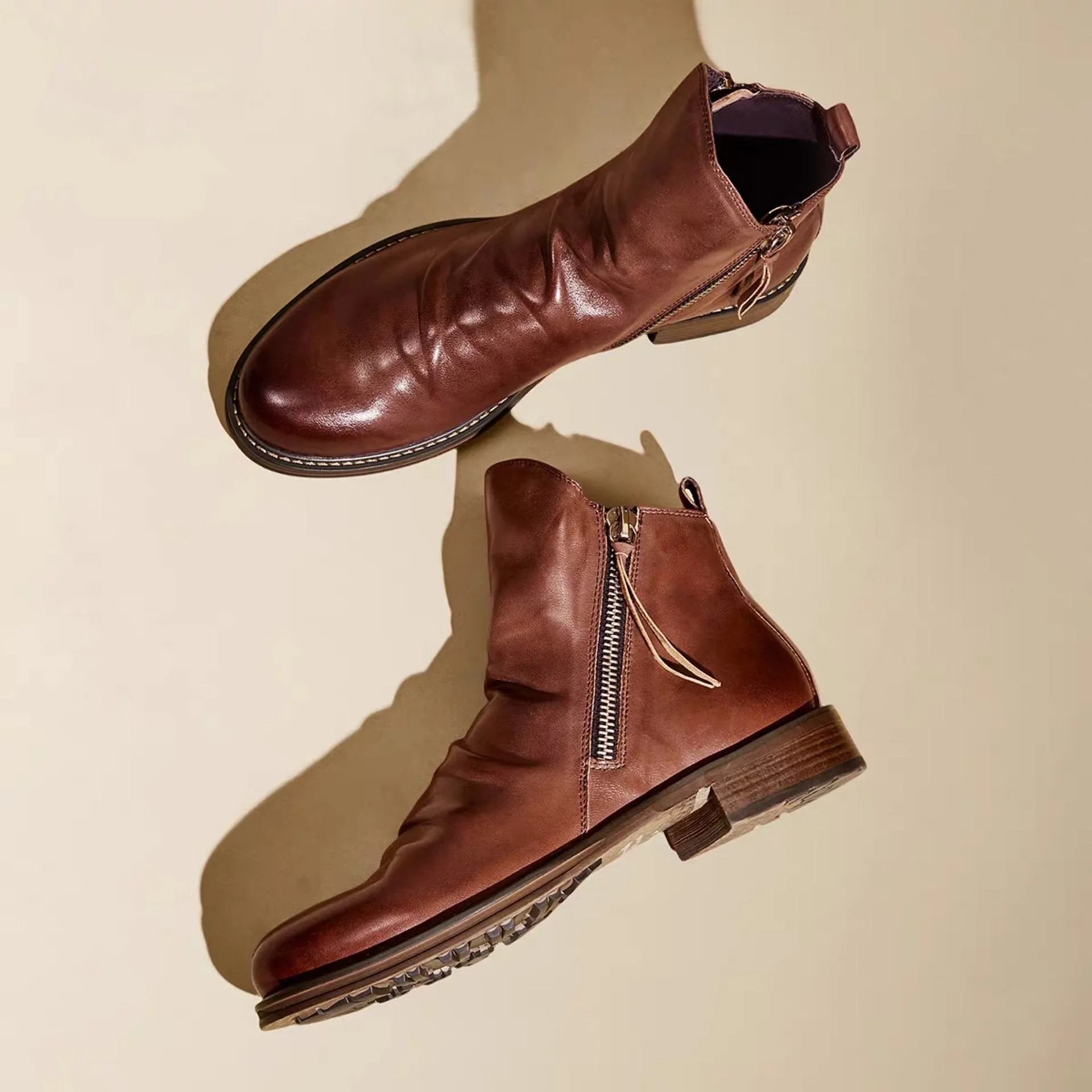 Men's Vintage Zipper Ankle Boots