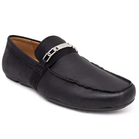 Nine West Men's Driving Moccasins with Buckle - Stylish Penny Loafers for Effortless Slip-On Style and Comfortable Footwear for Casual and Formal Occasions-Damian-Black Size-10.5