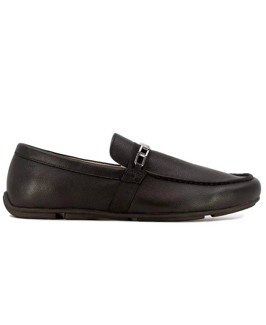 Nine West Men's Driving Moccasins with Buckle - Stylish Penny Loafers for Effortless Slip-On Style and Comfortable Footwear for Casual and Formal Occasions-Damian-Black Size-10.5