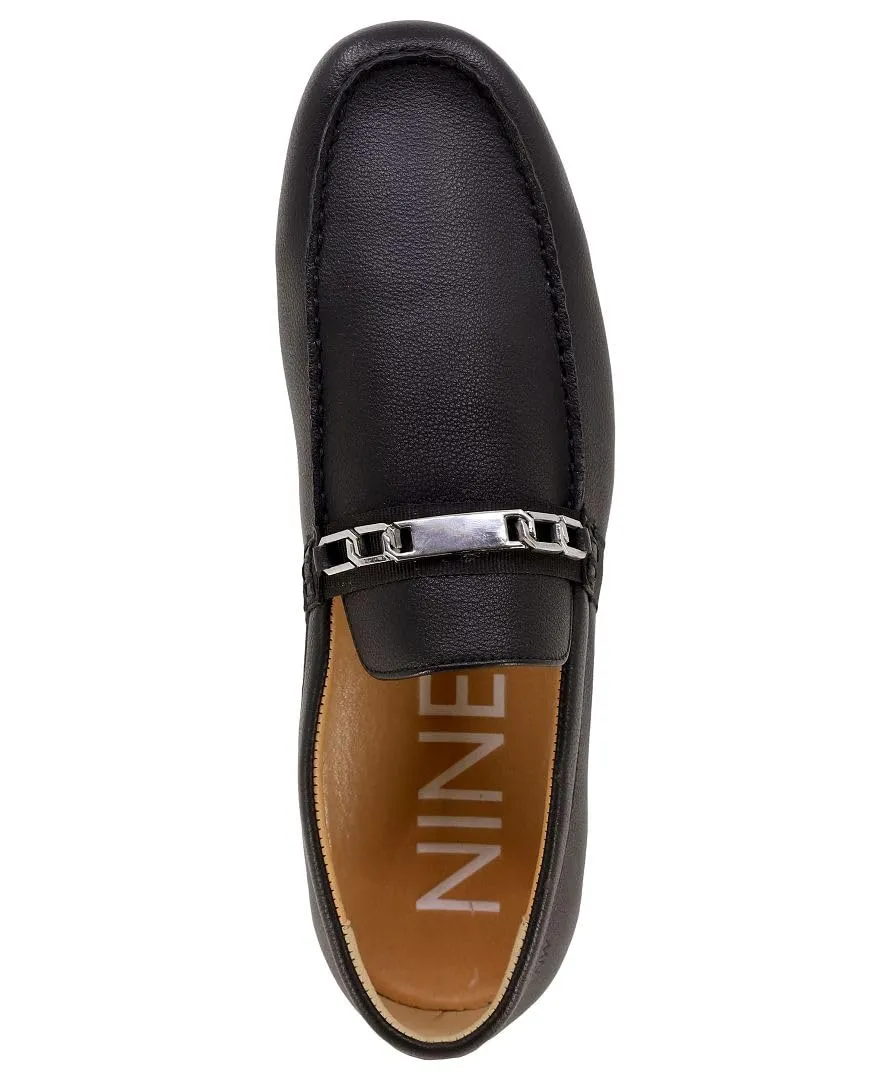 Nine West Men's Driving Moccasins with Buckle - Stylish Penny Loafers for Effortless Slip-On Style and Comfortable Footwear for Casual and Formal Occasions-Damian-Black Size-10.5