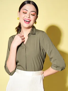 Olive Green Pleat Top