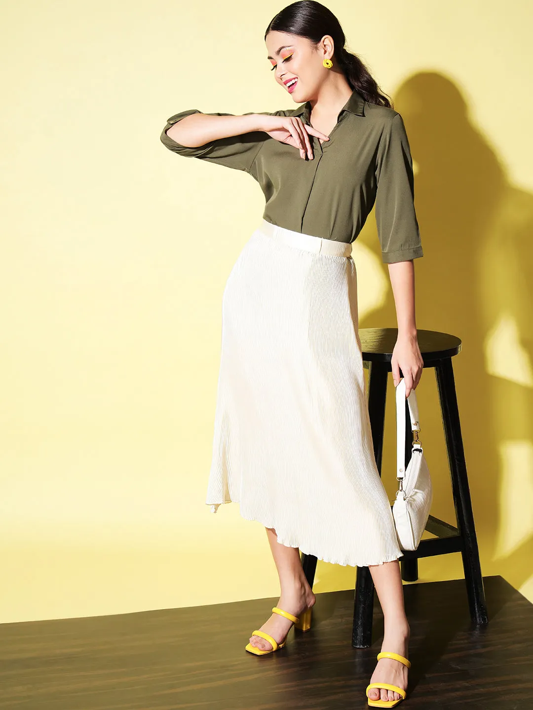 Olive Green Pleat Top