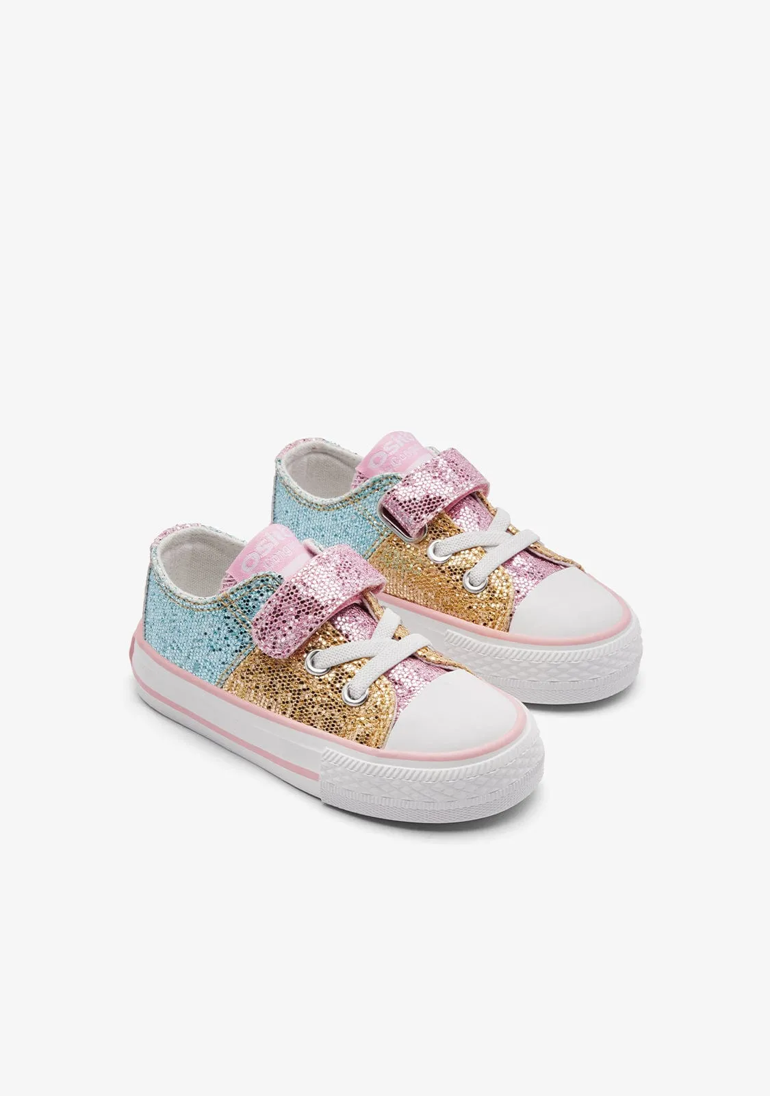 Patchwork Glitter Straps Low Sneakers