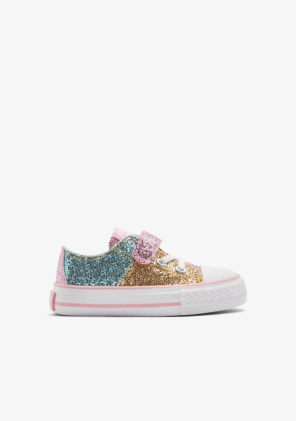 Patchwork Glitter Straps Low Sneakers