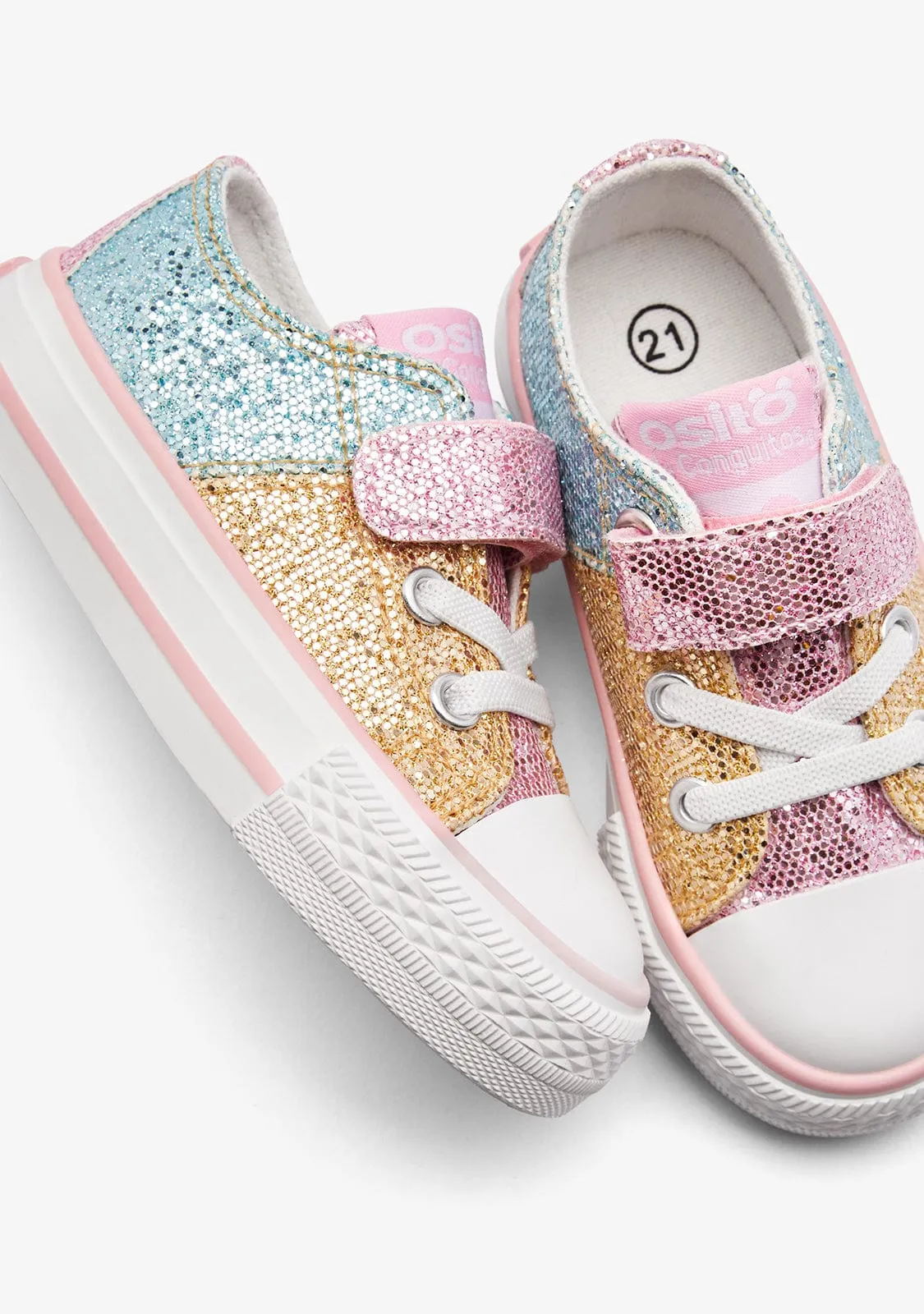 Patchwork Glitter Straps Low Sneakers