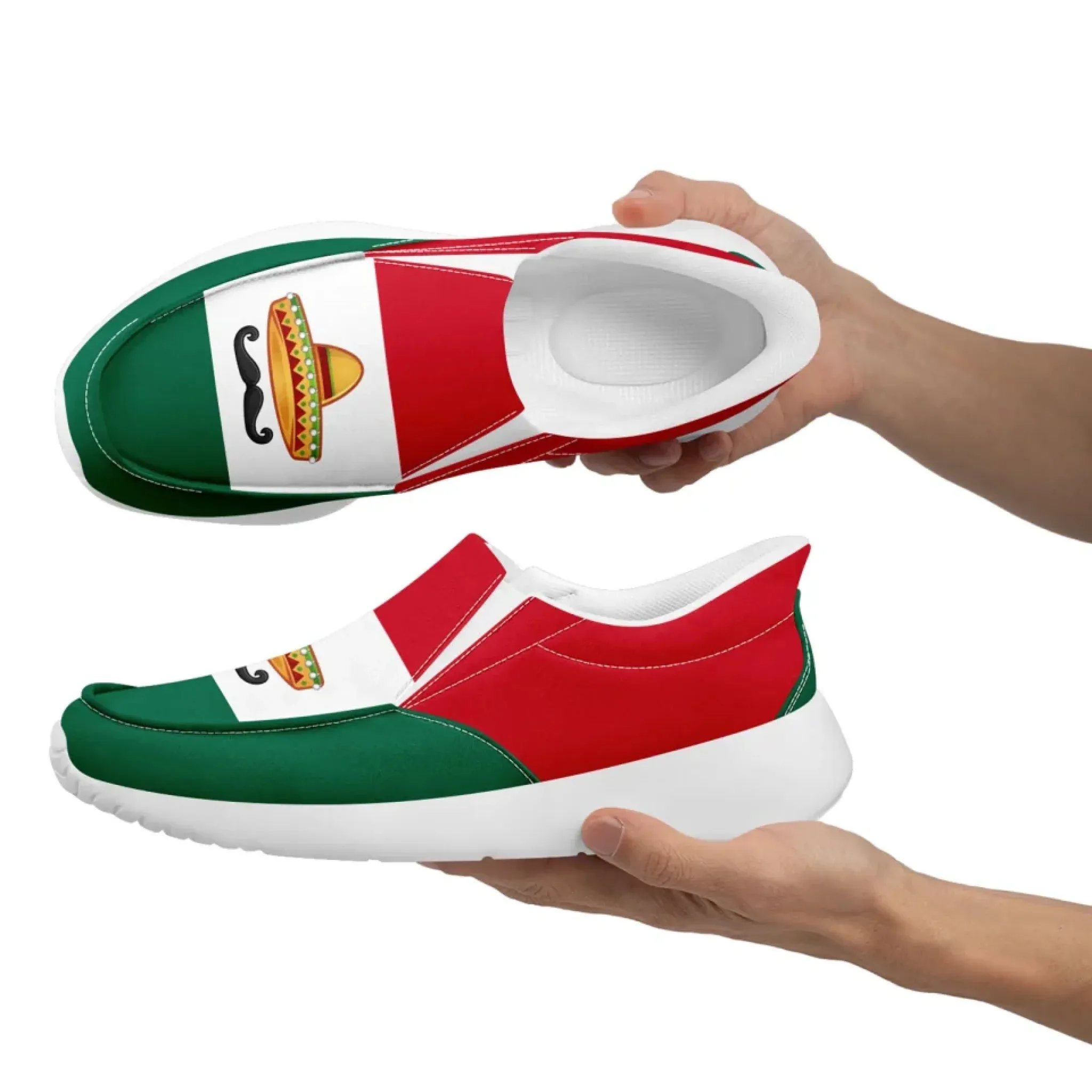 Personalized Mexico  Flag Sneakers, Custom  Comfortable and Patriotic Casual Shoes, Slip On Shoes