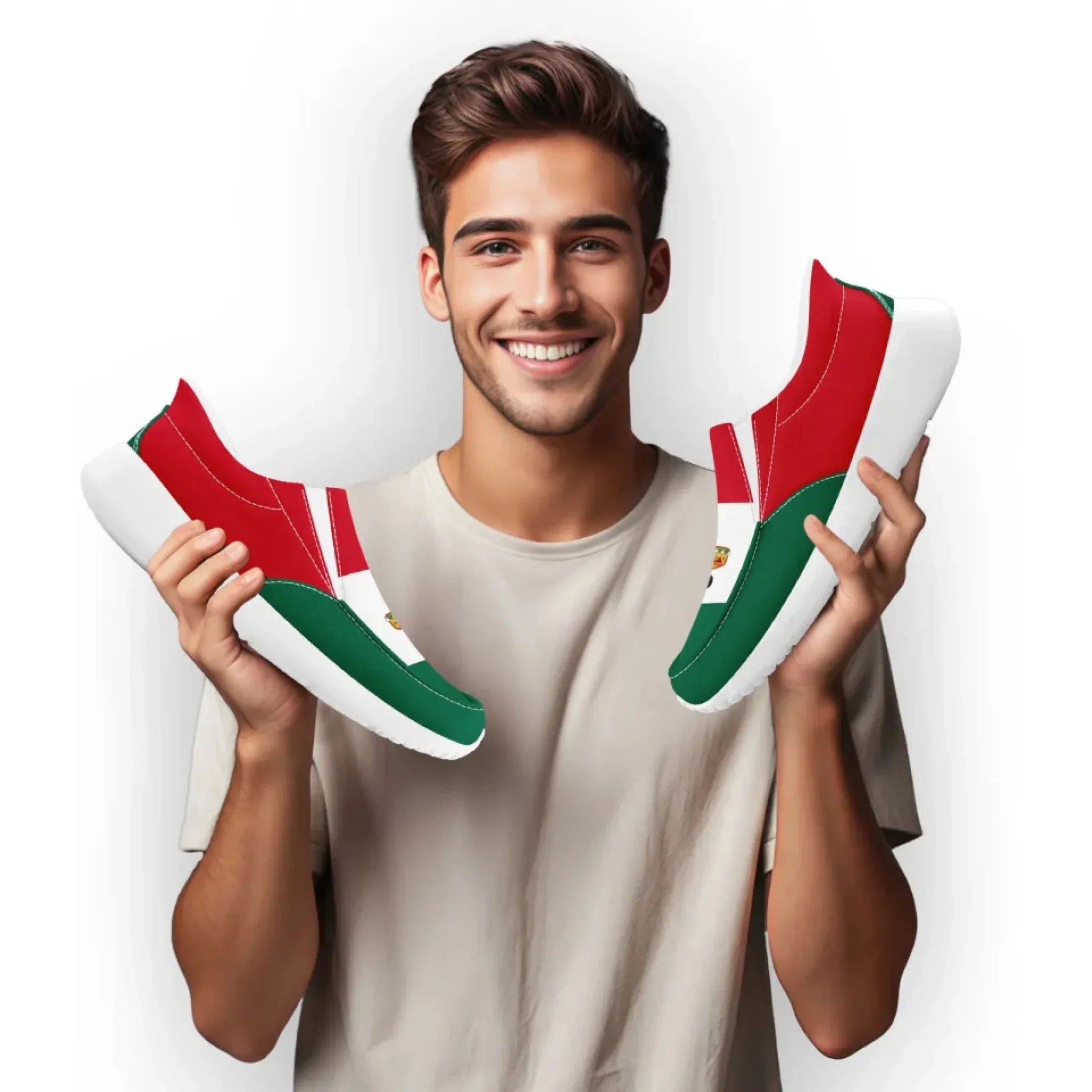 Personalized Mexico  Flag Sneakers, Custom  Comfortable and Patriotic Casual Shoes, Slip On Shoes