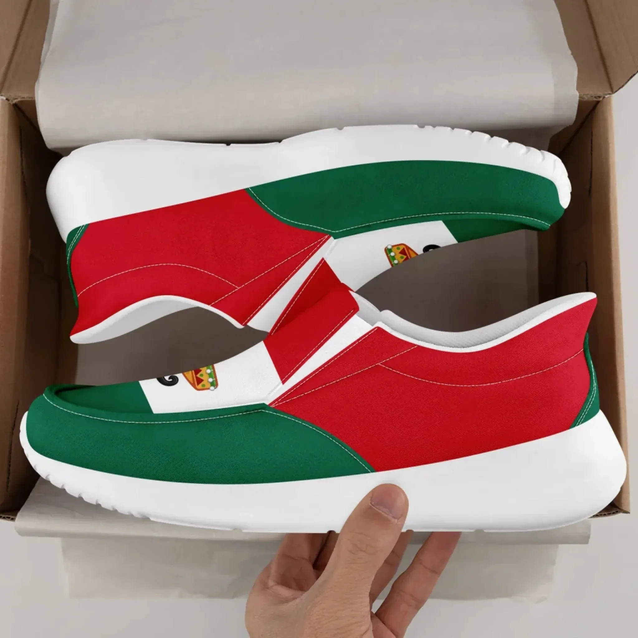 Personalized Mexico  Flag Sneakers, Custom  Comfortable and Patriotic Casual Shoes, Slip On Shoes
