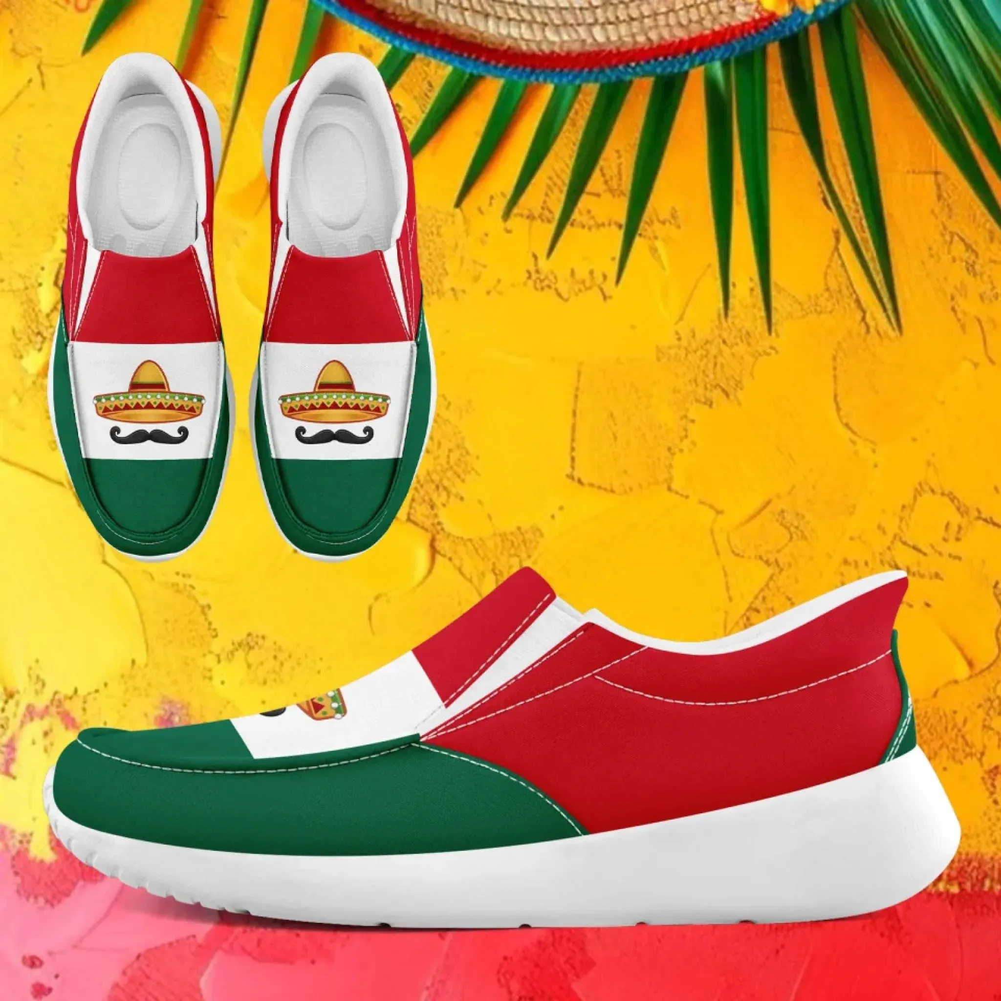 Personalized Mexico  Flag Sneakers, Custom  Comfortable and Patriotic Casual Shoes, Slip On Shoes