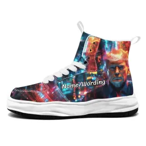 Personalized Trump Sneakers, Custom Pride Leather High Top Shoes, Bio-degradable Unisex Shoes
