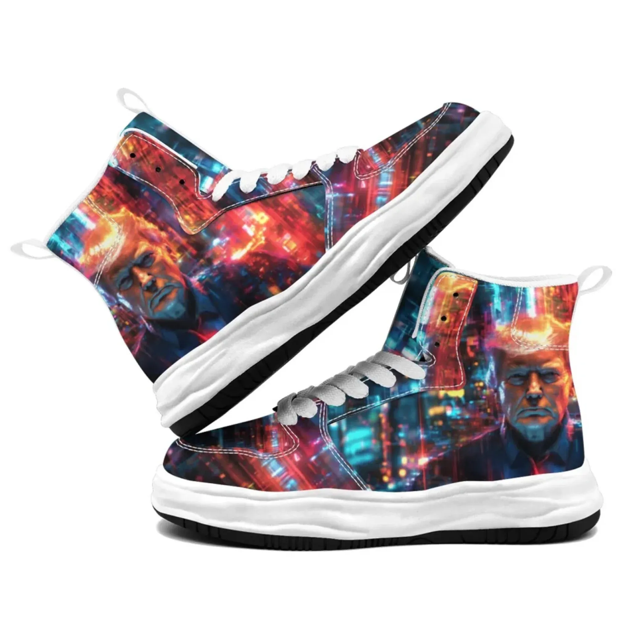 Personalized Trump Sneakers, Custom Pride Leather High Top Shoes, Bio-degradable Unisex Shoes