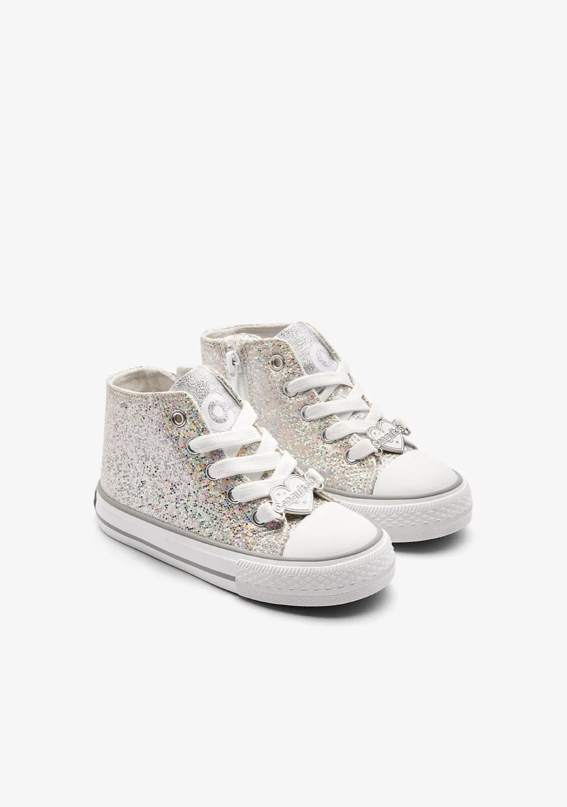 Silver Glitter High Sneakers