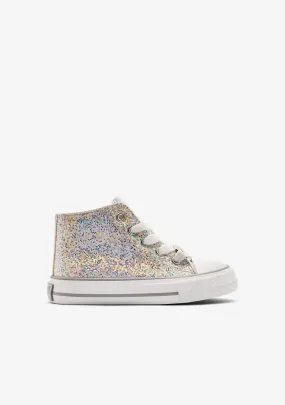 Silver Glitter High Sneakers
