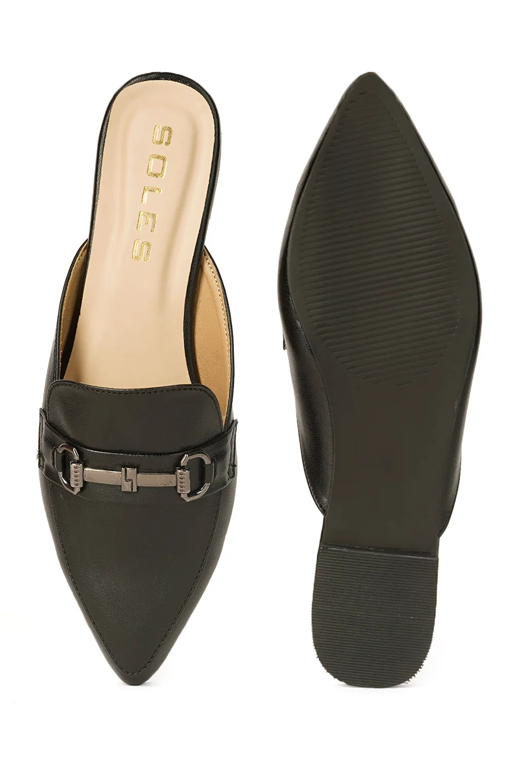 SOLES Pointed Toe Flat Mules
