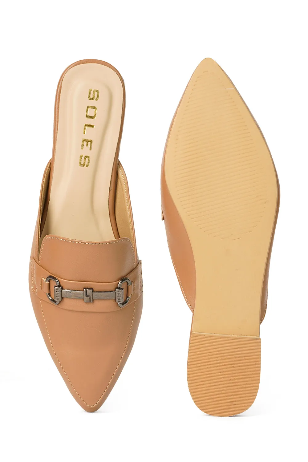 SOLES Pointed Toe Flat Mules