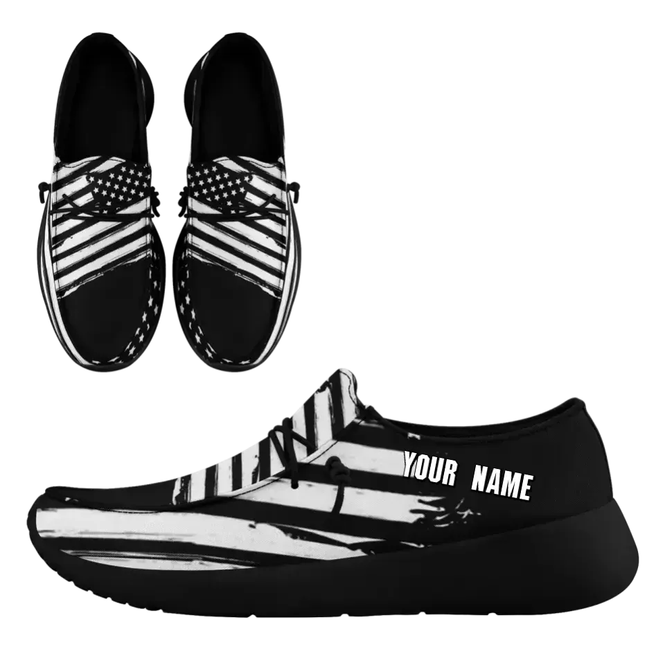 Unique Gift,Personalized  America Flag Sneakers, Custom Patriotic Loafer Shoes,  Canvas Slip On Shoes,
FN018-24020303-3b