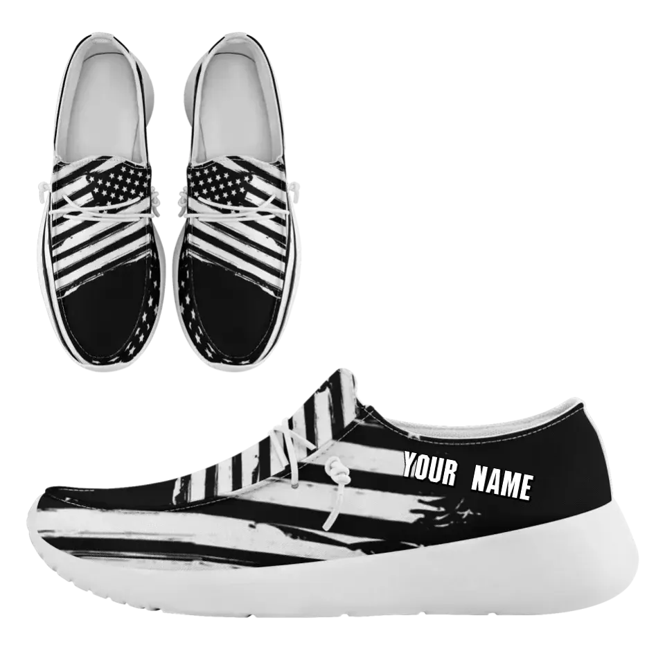 Unique Gift,Personalized  America Flag Sneakers, Custom Patriotic Loafer Shoes,  Canvas Slip On Shoes,
FN018-24020303-3w