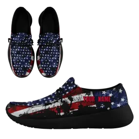 Unique Gift,Personalized  America Flag Sneakers, Custom Patriotic Loafer Shoes,  Canvas Slip On Shoes,
FN018-24020303-7b