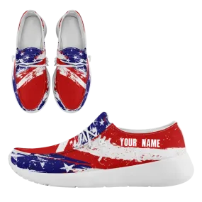 Unique Gift,Personalized  America Flag Sneakers, Custom Patriotic Loafer Shoes,  Canvas Slip On Shoes,FN018-24020303-1w