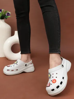 White Stylish Slip-On Clogs For Women (TC-LCLOG5-WHT)