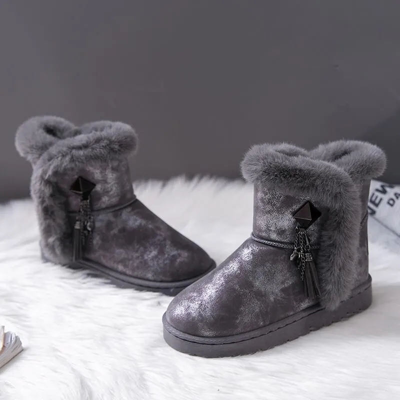 Winter Fur Snow Lace up Ankle Boots